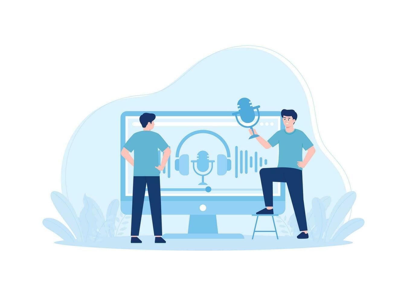 Podcast concept plat illustration vecteur