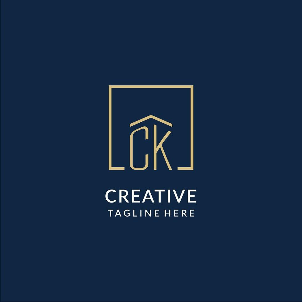 initiale ck carré lignes logo, moderne et luxe réel biens logo conception vecteur