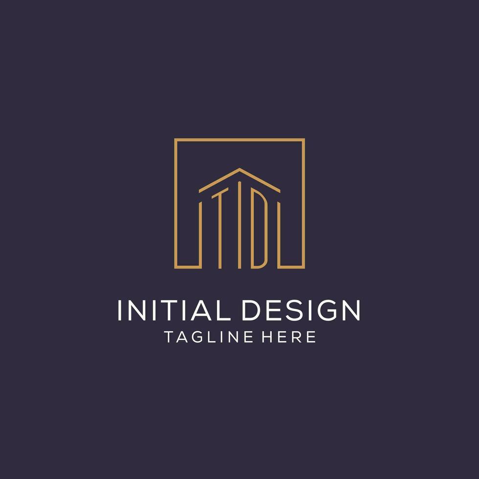 initiale td logo avec carré lignes, luxe et élégant réel biens logo conception vecteur