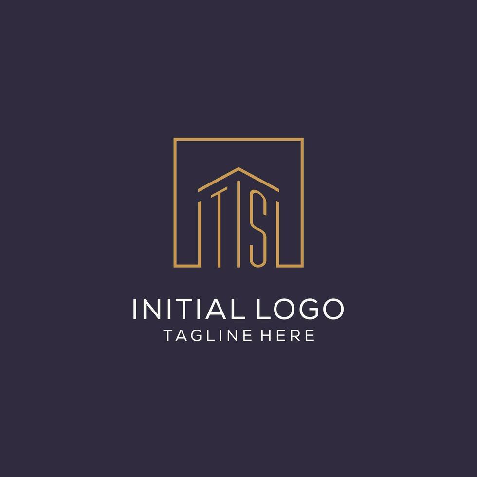 initiale ts logo avec carré lignes, luxe et élégant réel biens logo conception vecteur