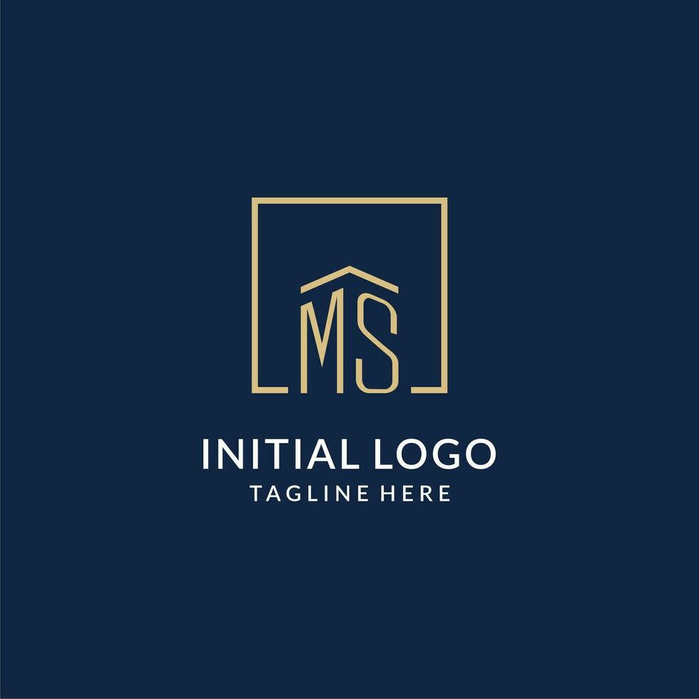 initiale SP carré lignes logo, moderne et luxe réel biens logo conception vecteur