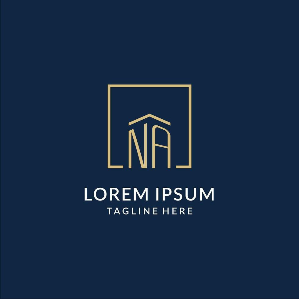 initiale n / a carré lignes logo, moderne et luxe réel biens logo conception vecteur