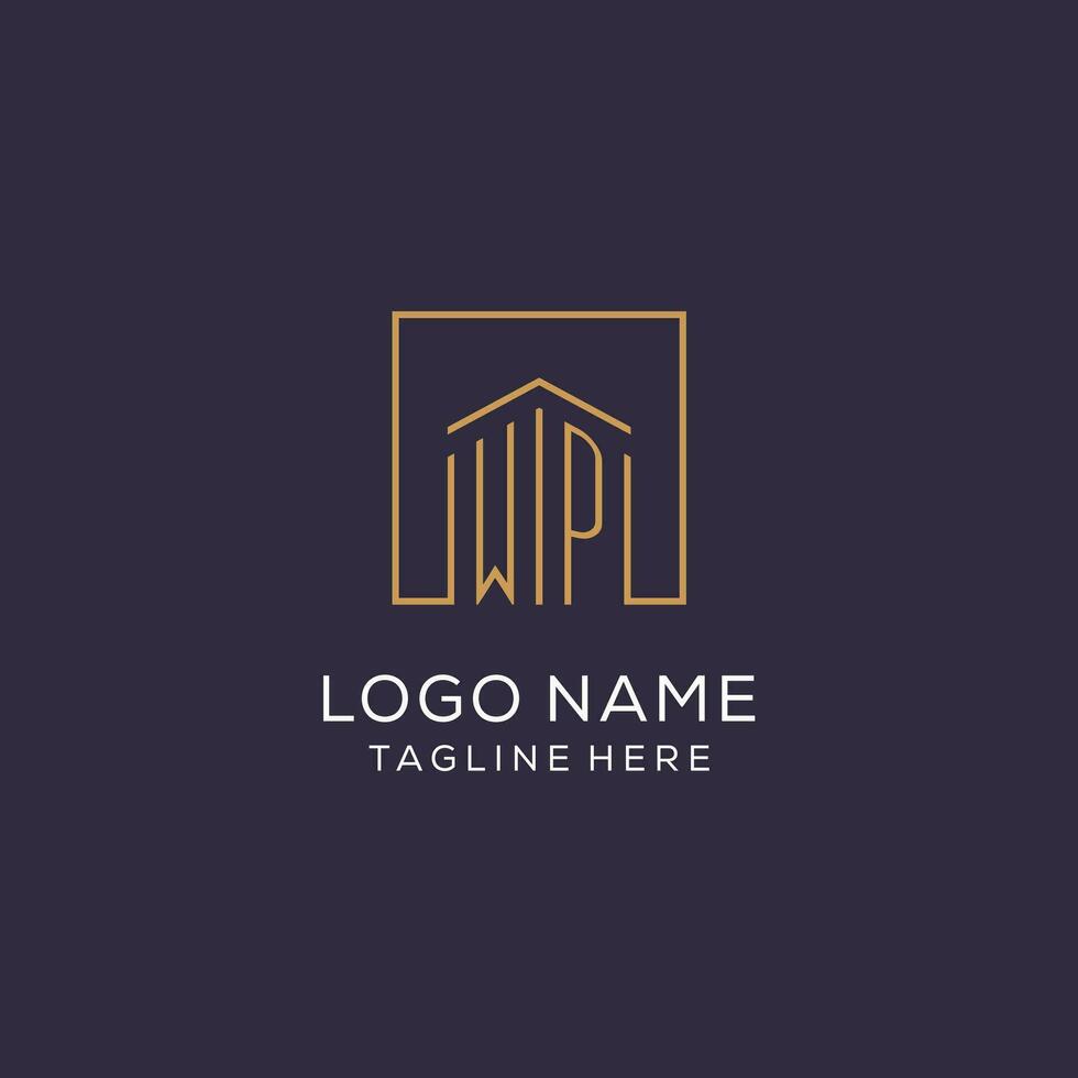 initiale wp logo avec carré lignes, luxe et élégant réel biens logo conception vecteur
