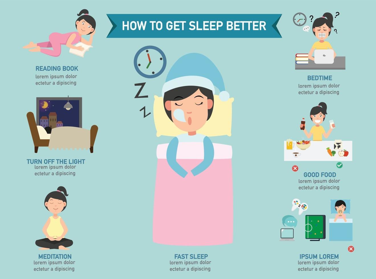 comment mieux dormir infographie, illustration vecteur