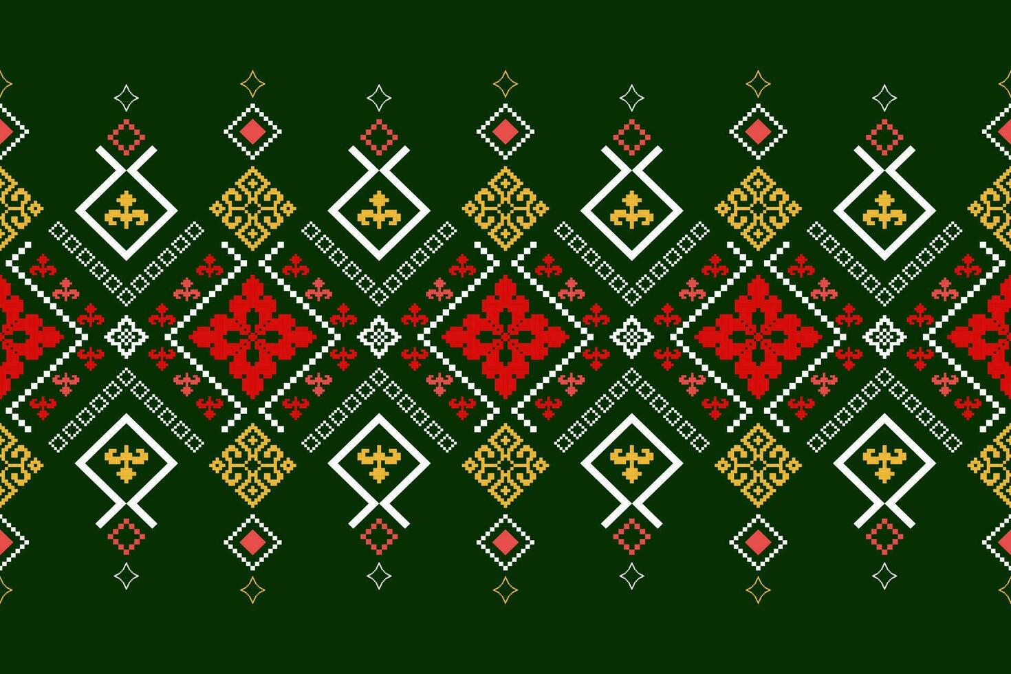 vert traverser point coloré géométrique traditionnel ethnique modèle ikat sans couture modèle frontière abstrait conception pour en tissu impression tissu robe tapis rideaux et sarong aztèque africain Indien indonésien vecteur