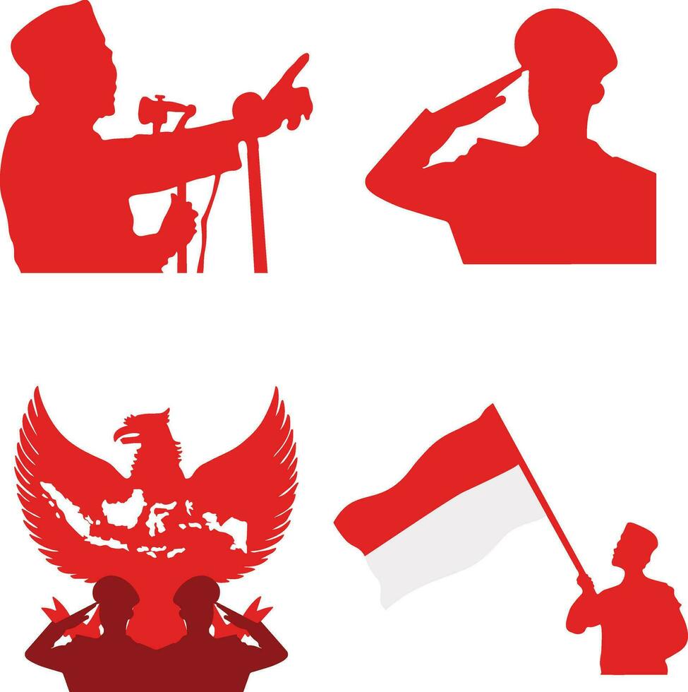 Indonésie indépendance journée autocollant collection. sur août 17ème. vecteur illustration