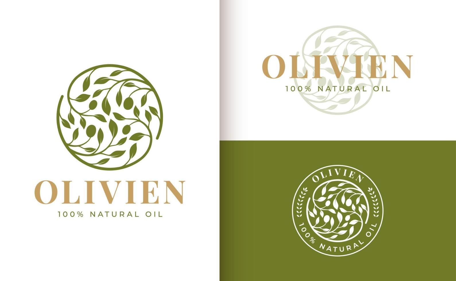 création de logo de branche d'olivier vecteur