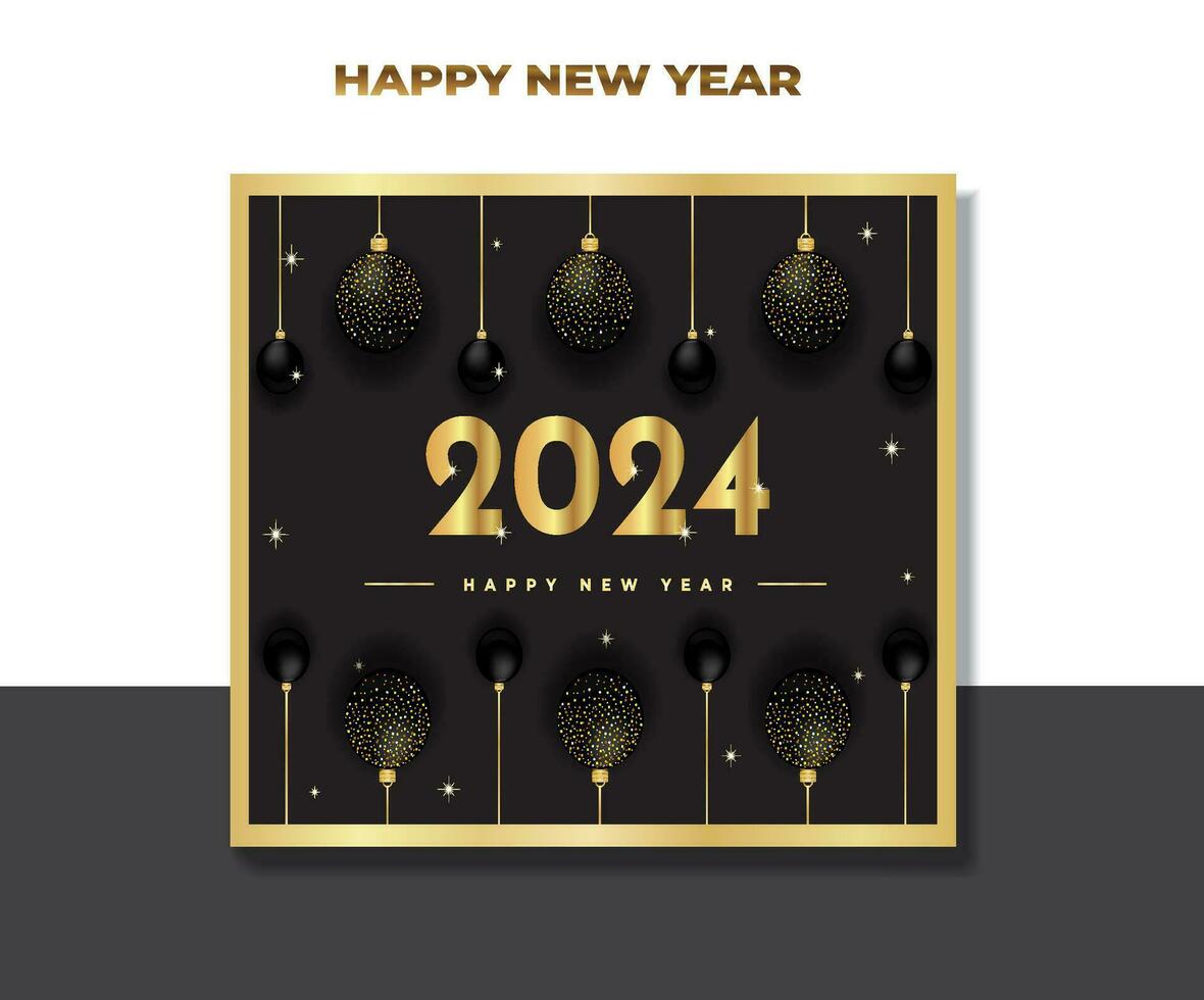 2024 Nouveau année fête bannière modèle d'or décoration vecteur illustration