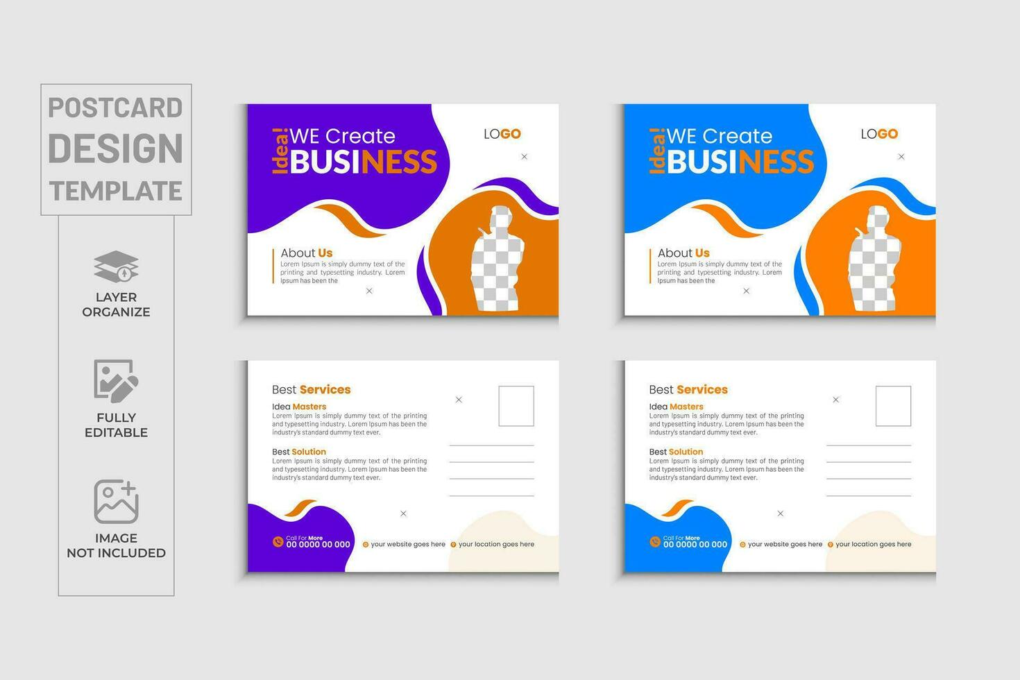 professionnel moderne entreprise affaires carte postale modèle ou commercialisation agence carte postale conception avec 2 couleurs versions vecteur