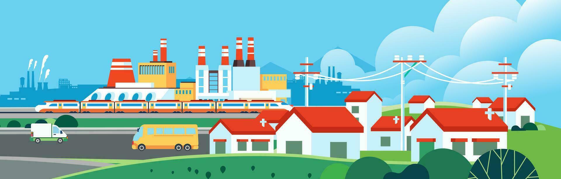 paysage énergie les industries gaz, électrique usine transmettre Distribution électricité la fourniture à Puissance le logement zone règlement vecteur