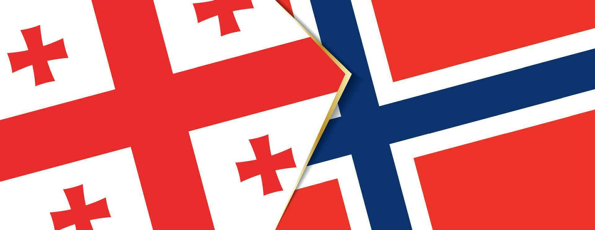 Géorgie et Norvège drapeaux, deux vecteur drapeaux.