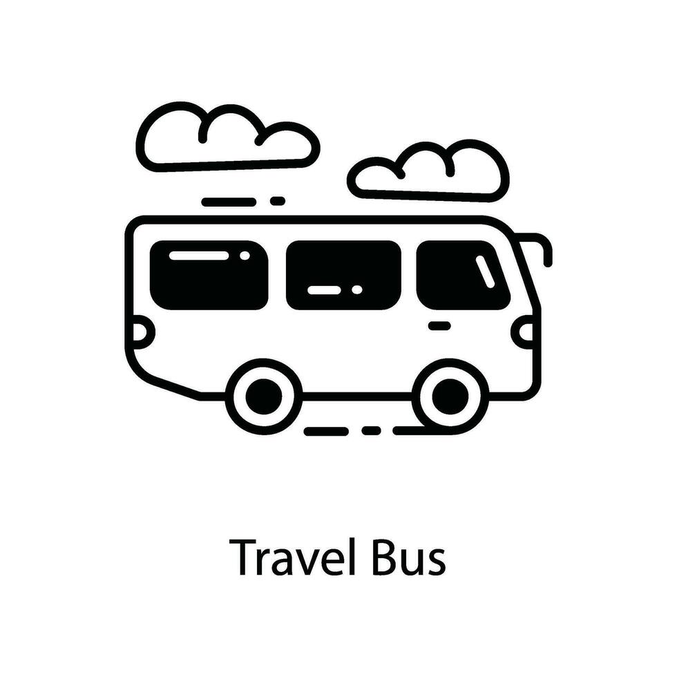 Voyage autobus griffonnage icône conception illustration. Voyage symbole sur blanc Contexte eps dix fichier vecteur