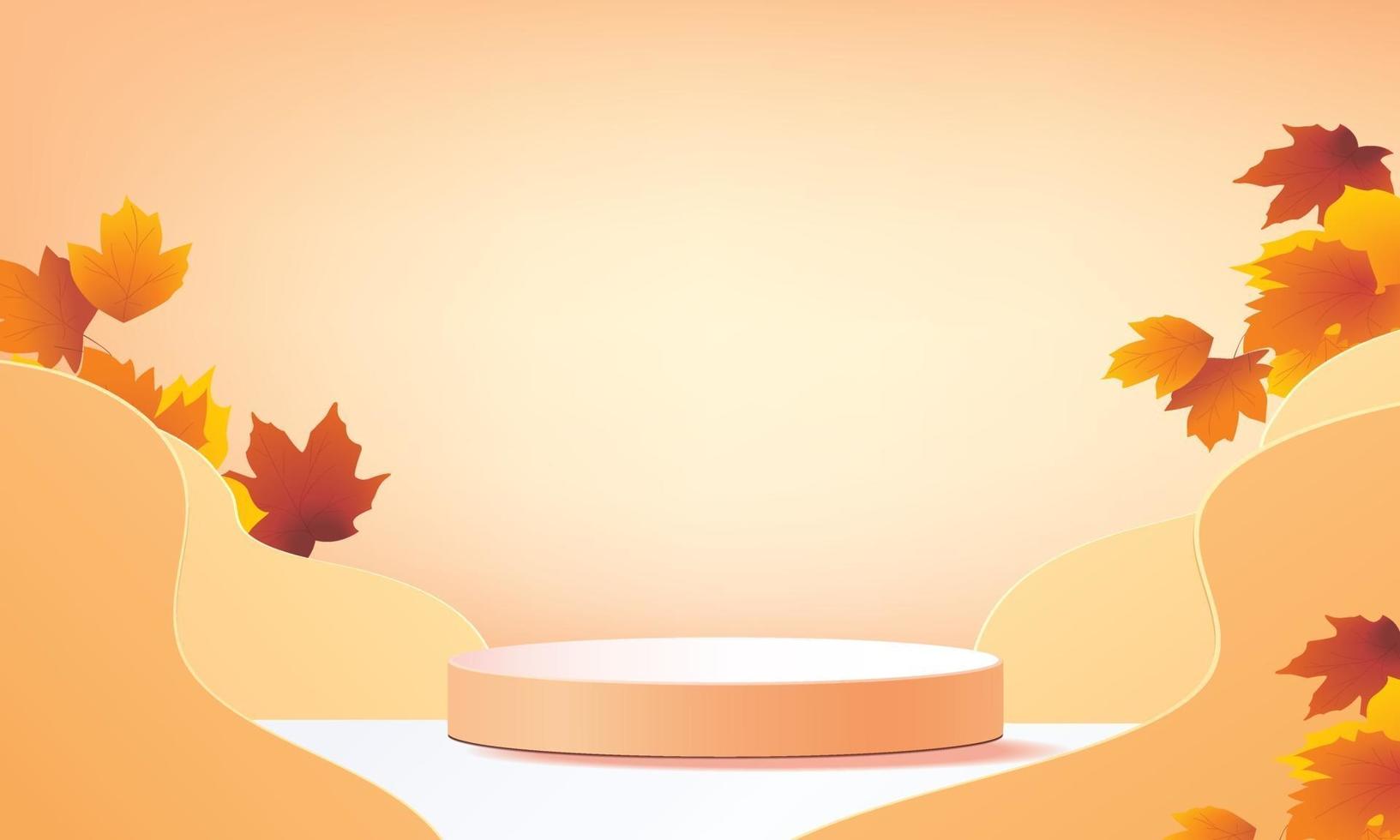 scène de podium art de papier de saison d'automne coloré pour la vente de bannières d'exposition vecteur