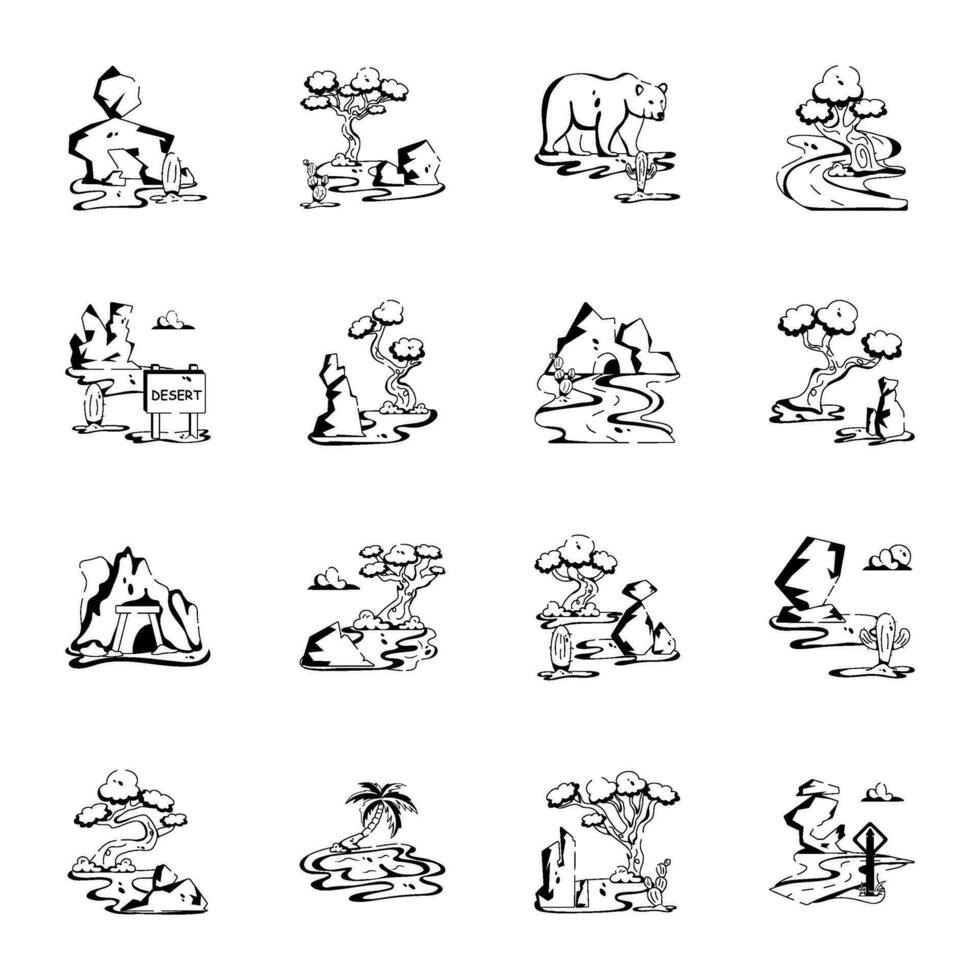 magnifique collection de désert glyphe Icônes c vecteur