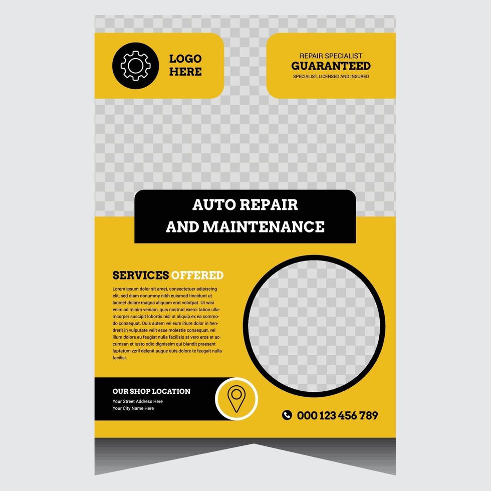 modèle de conception de vecteur de dépliant de réparation et d'entretien