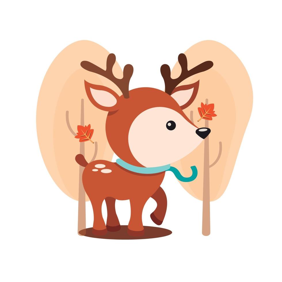 Dessin animé kawaii d'une saison d'automne de cerf vecteur