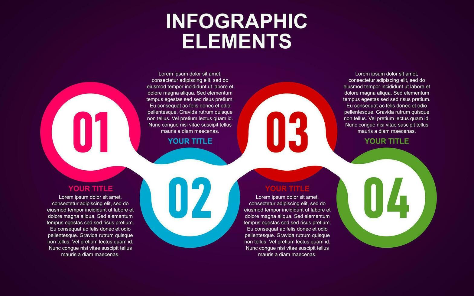 infographie modèle avec 4 coloré pas pour présentations, affaires et affiches. vecteur