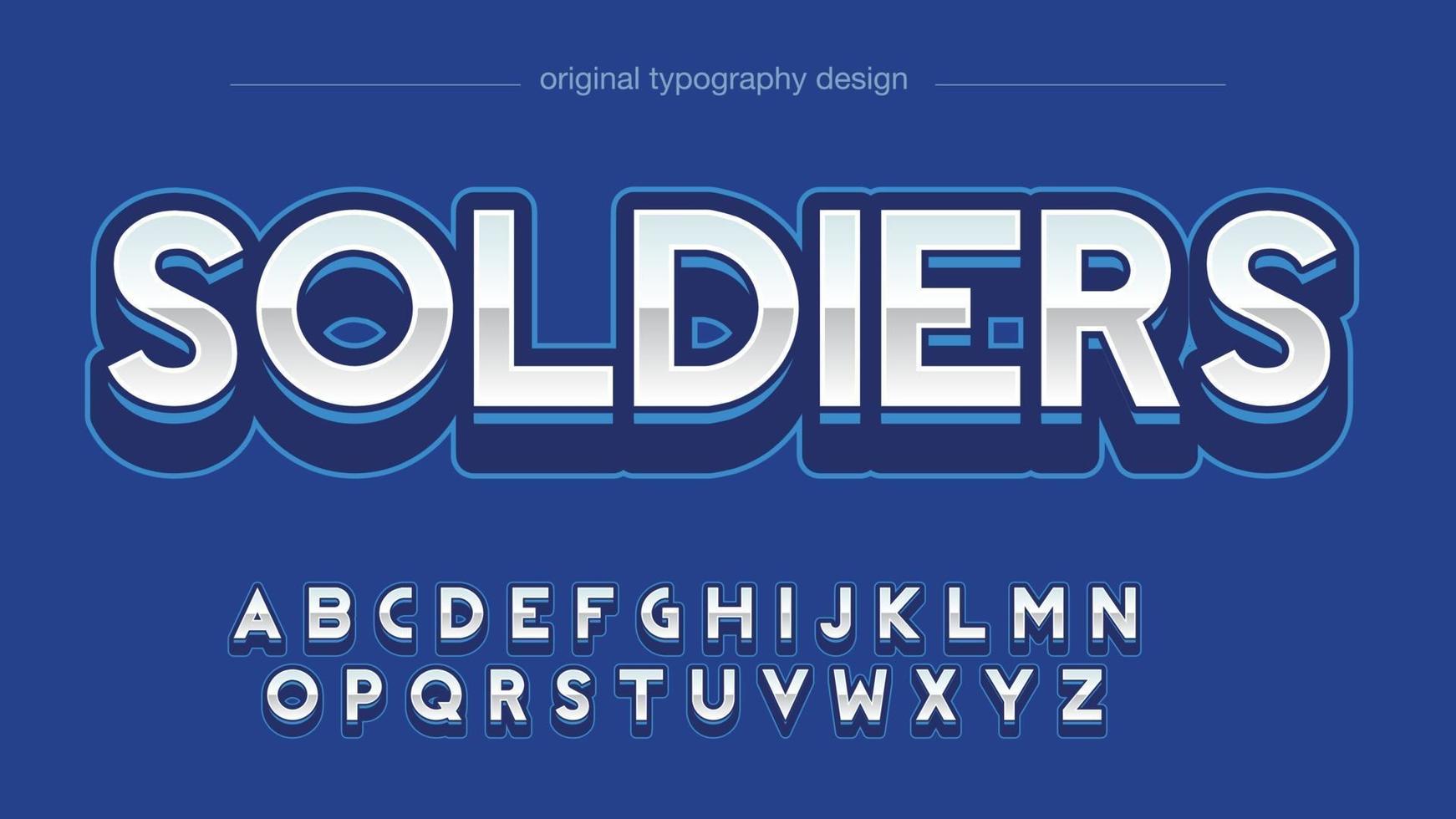 typographie de sport moderne bleu métallique vecteur