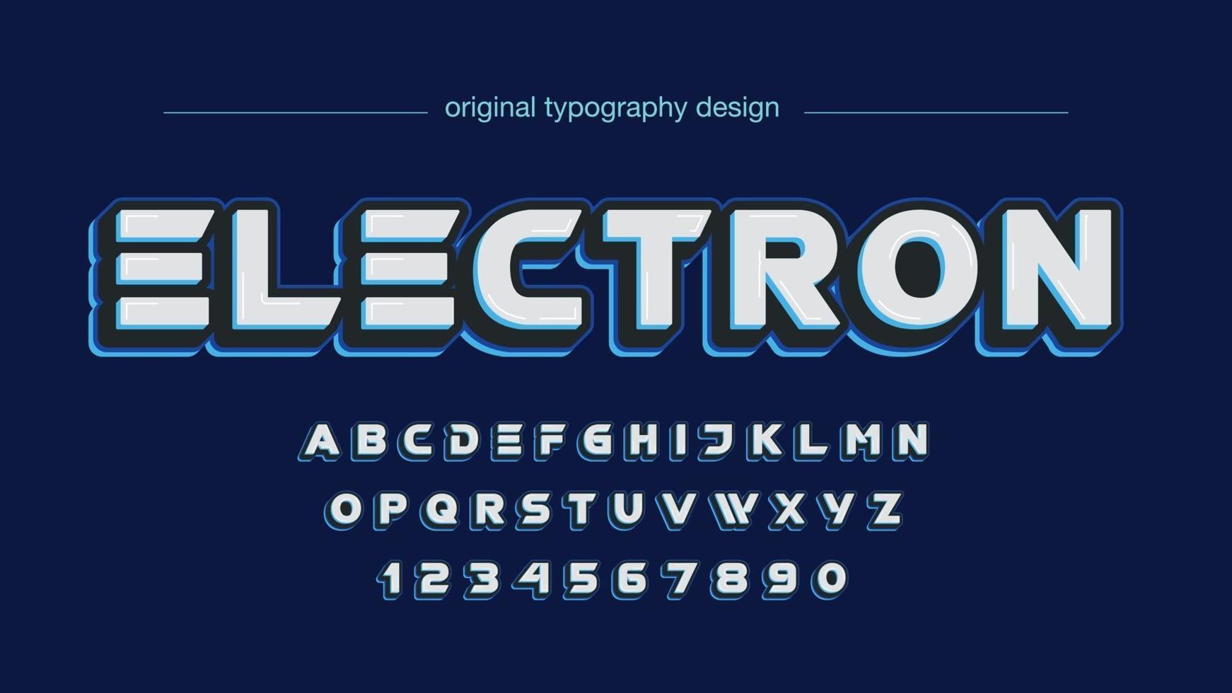 typographie majuscule futuriste bleue vecteur