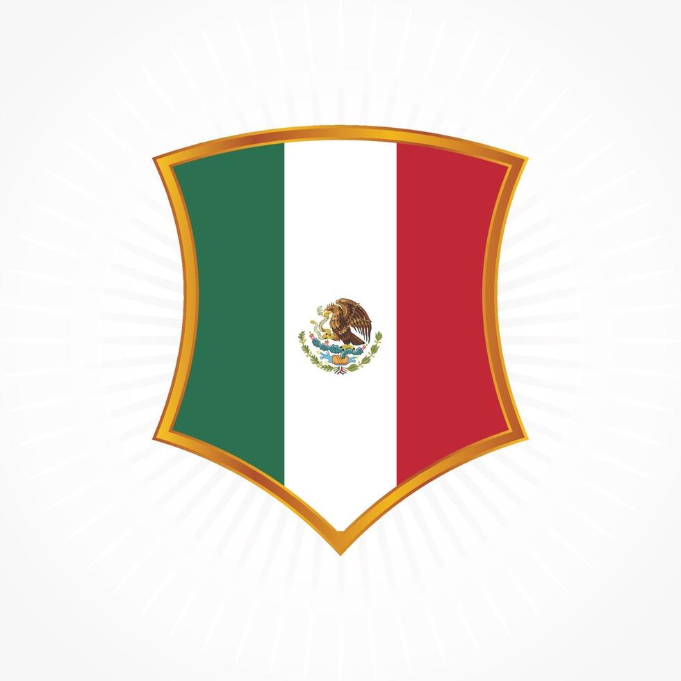 vecteur de drapeau du mexique avec cadre de bouclier