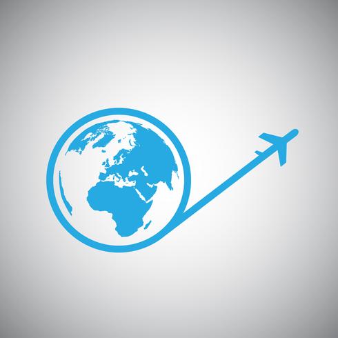 Voyage autour du monde Plane icon vecteur