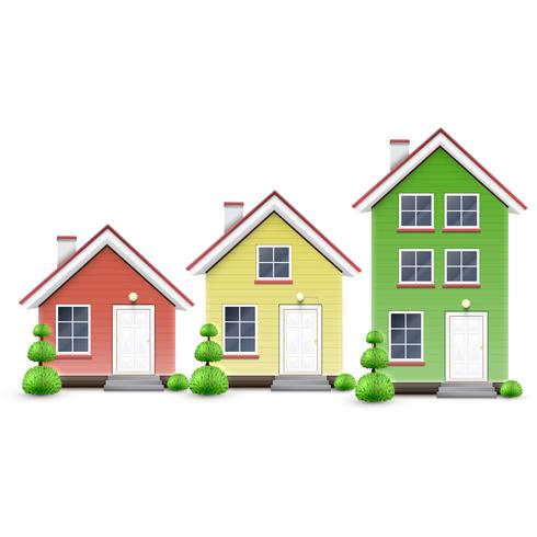 Trois types de maisons, vector