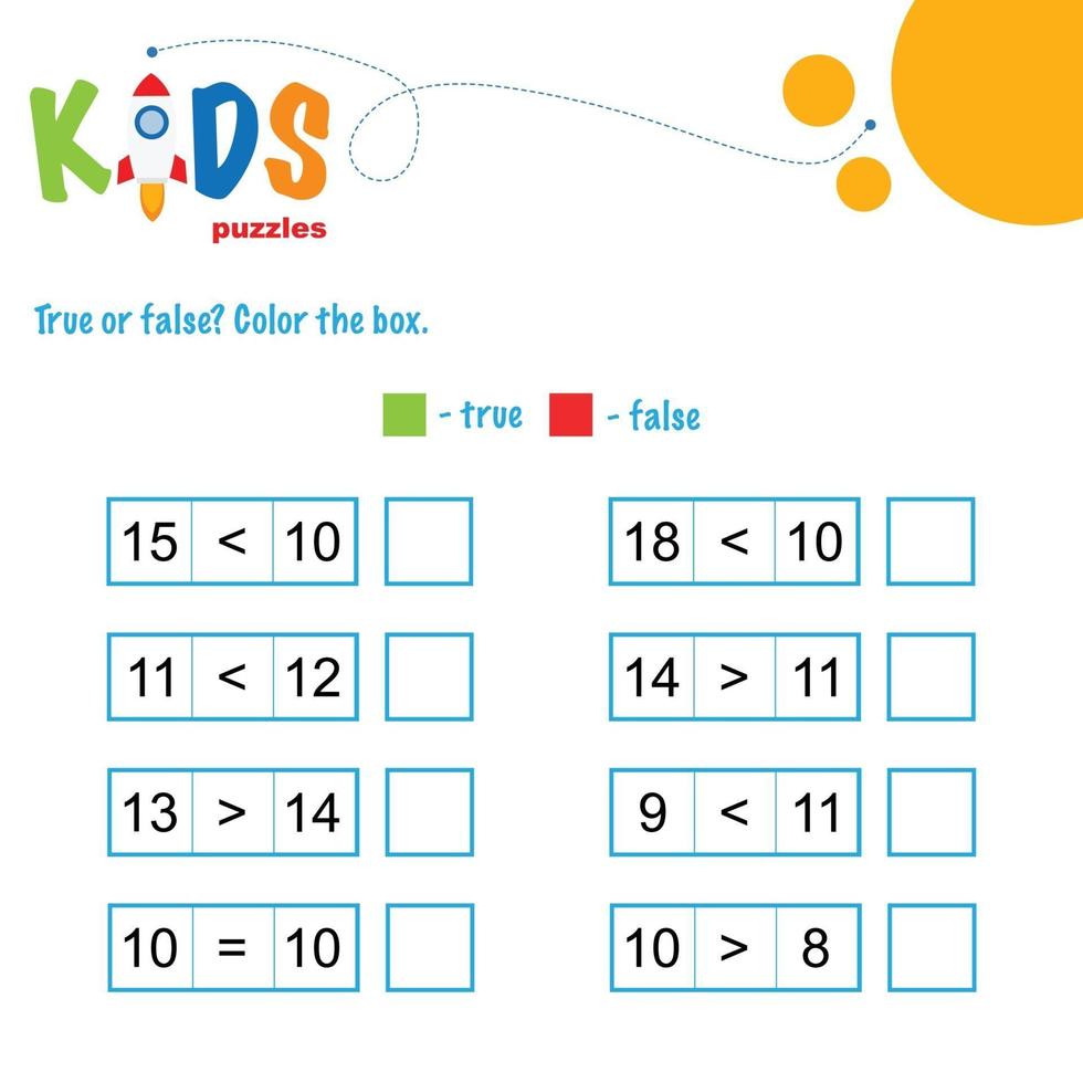 vrai ou faux. comparer les nombres feuille de calcul mathématique imprimable vecteur