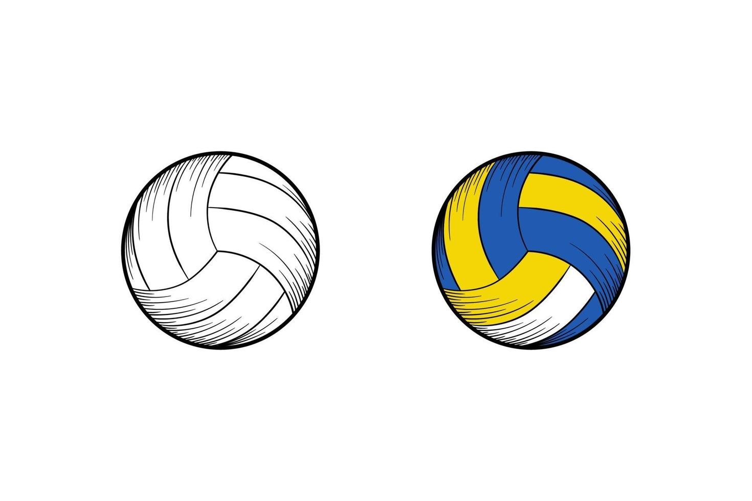 croquis et couleur d'illustration dessinés à la main de volley-ball vecteur