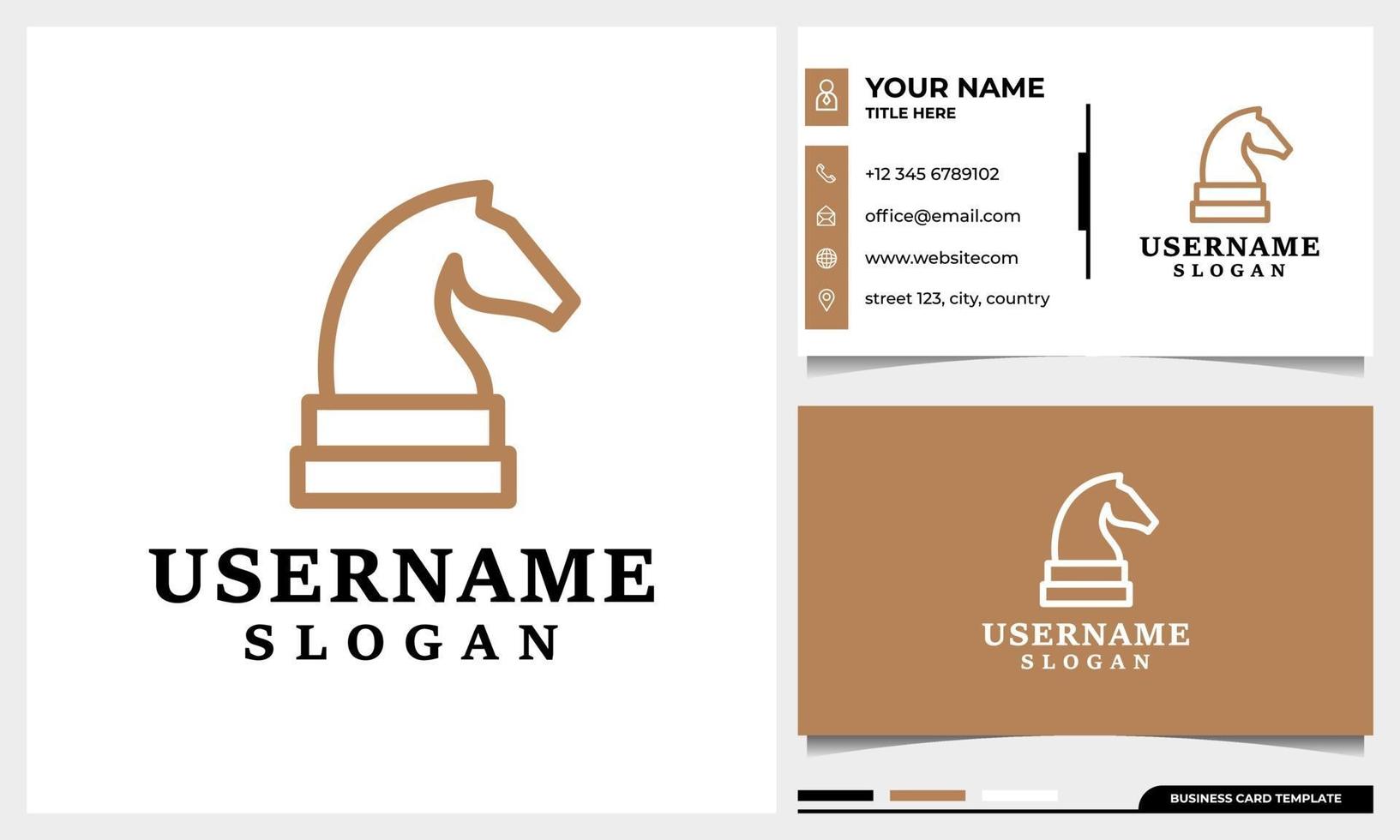 cheval, échecs, création de logo de stratégie avec style d'art en ligne vecteur