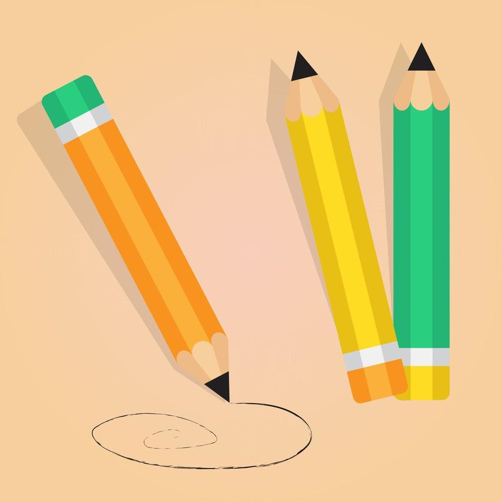 icône de crayons sur fond de couleur. composition de crayons. vecteur