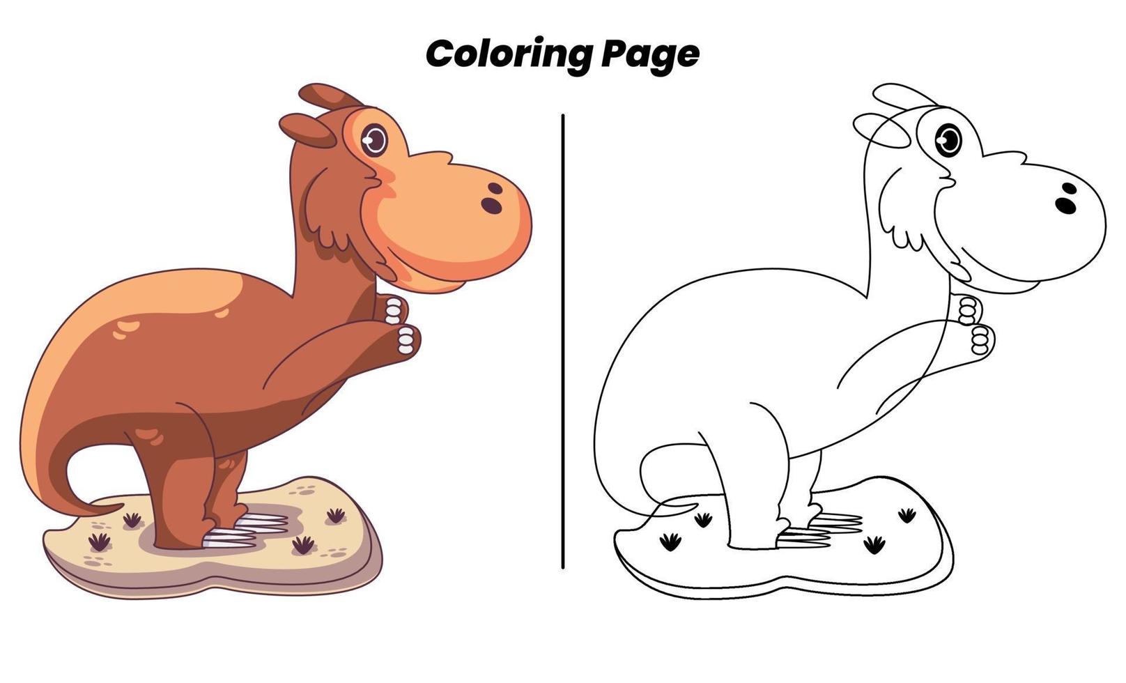 dinosaures mignons avec des pages à colorier vecteur