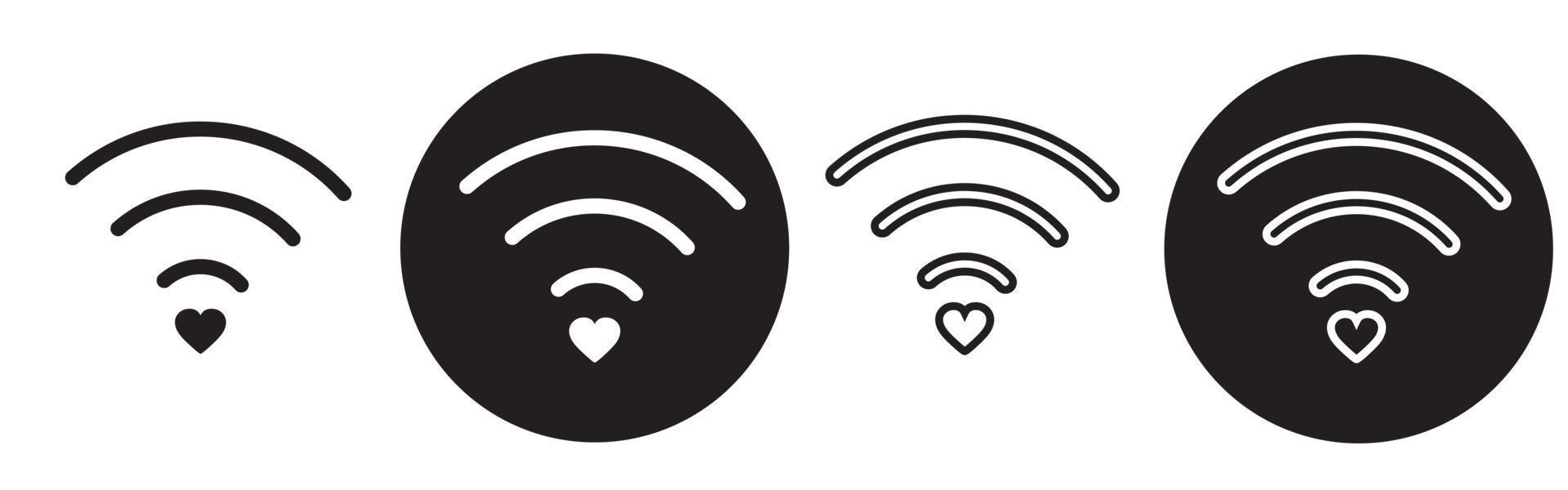 wifi et coeur. transmission sans fil d'amour wi fi. accès à distance. vecteur