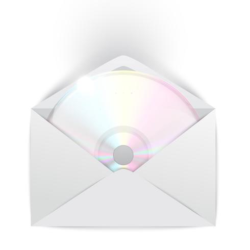 CD / DVD dans une enveloppe sur fond blanc, illustration vectorielle vecteur