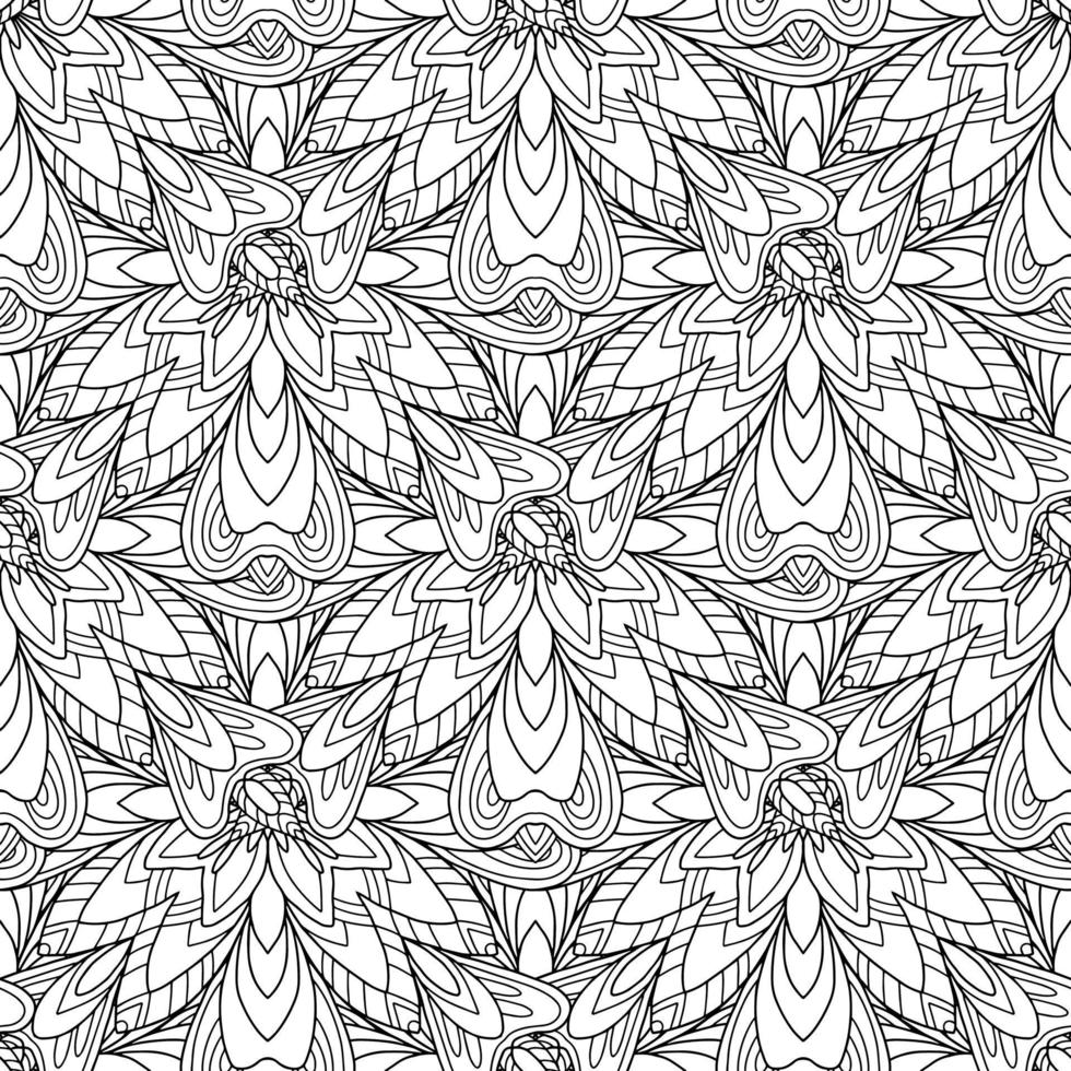 motif de mandala de fleur noir et blanc allover de vinatge. vecteur oriental