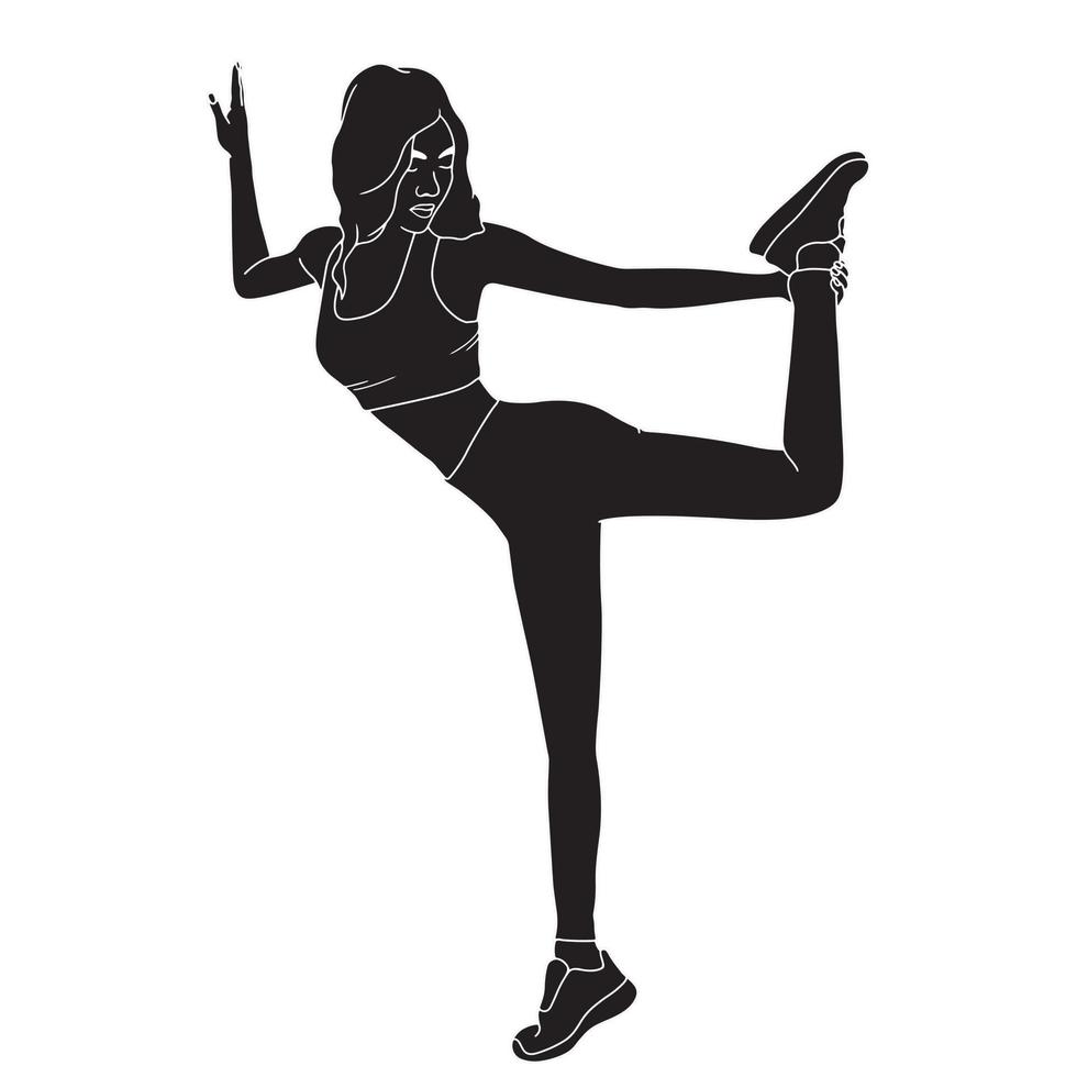 illustration de silhouette de personnage de fitness et de soins de santé. vecteur