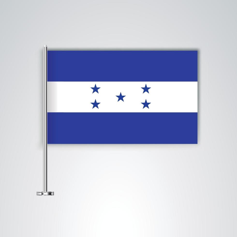 drapeau du hondura avec bâton en métal vecteur