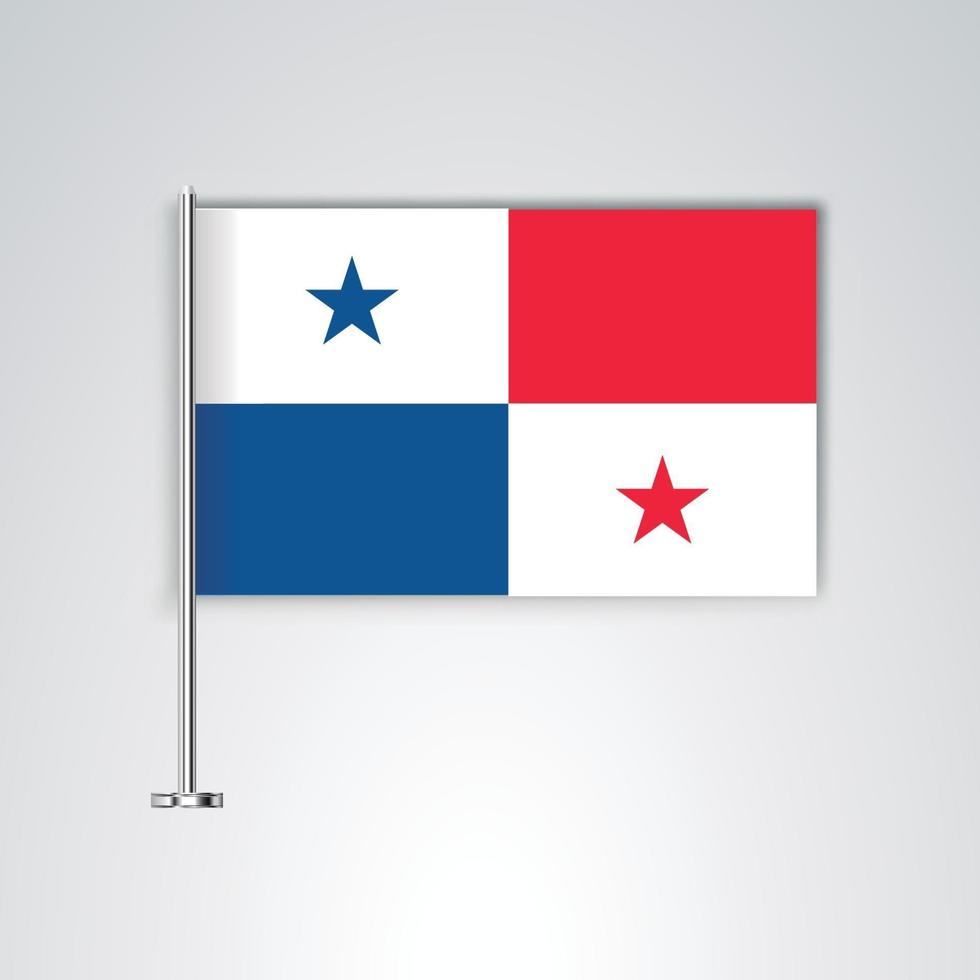 drapeau panama avec bâton en métal vecteur