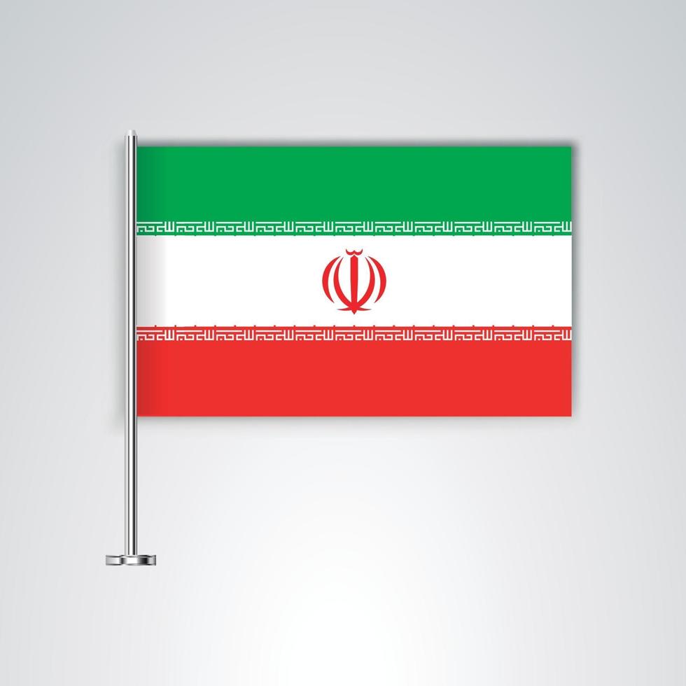 drapeau iranien avec bâton en métal vecteur