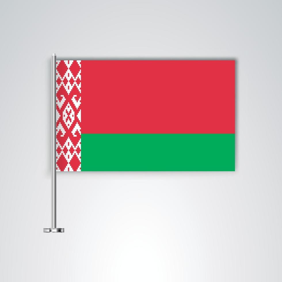drapeau biélorusse avec bâton en métal vecteur