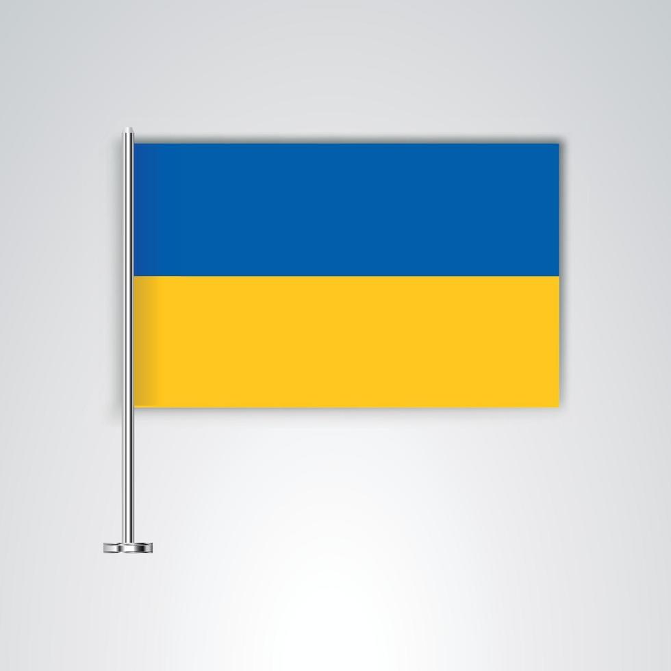drapeau ukrainien avec bâton en métal vecteur