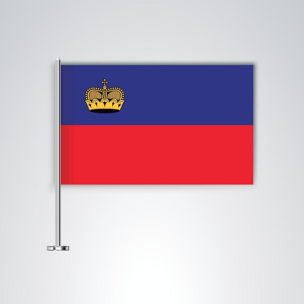 drapeau liechtenstein avec bâton en métal vecteur