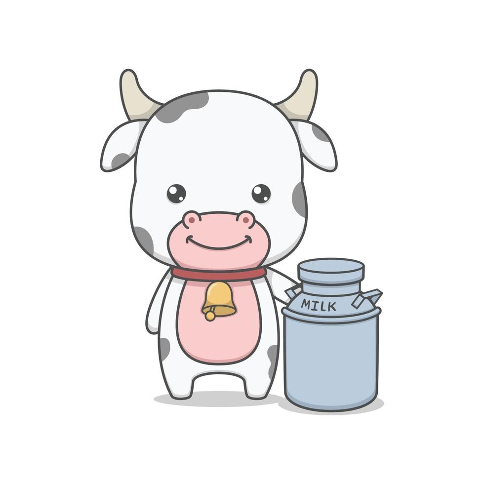 vache mignonne de bande dessinée avec du lait peut vecteur