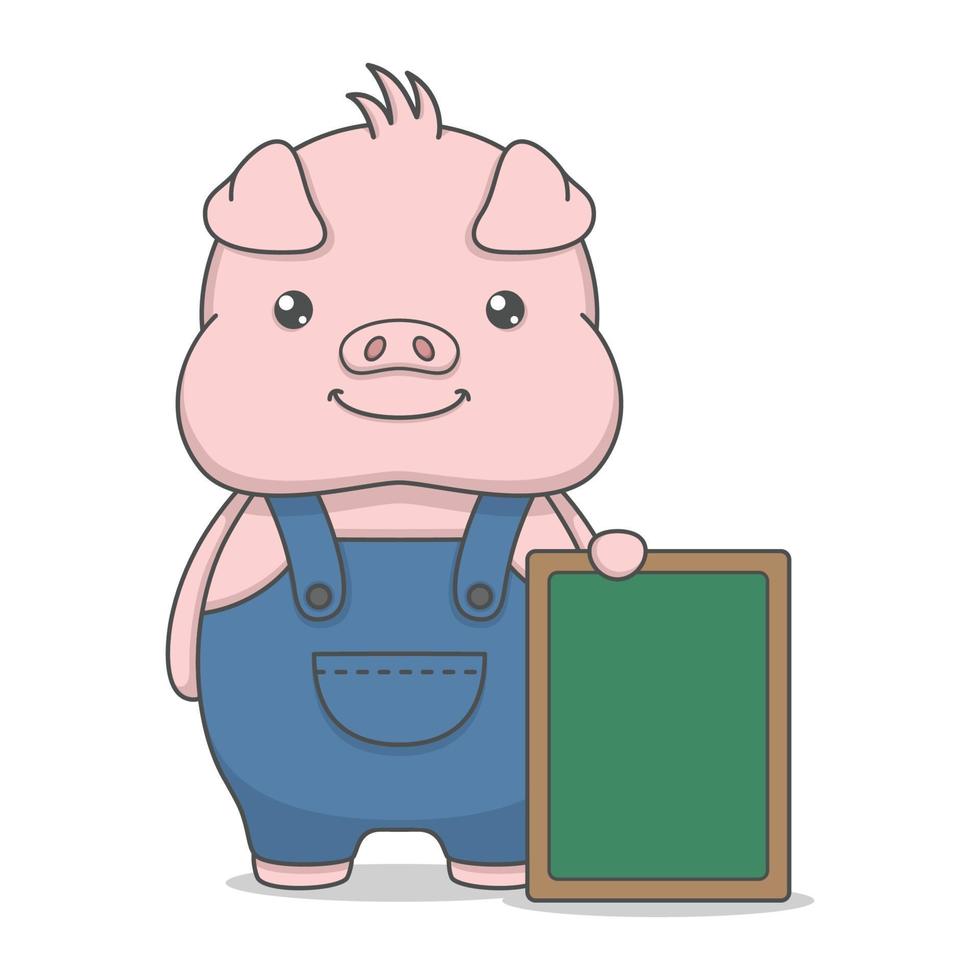 planche de maintien de cochon de dessin animé mignon vecteur