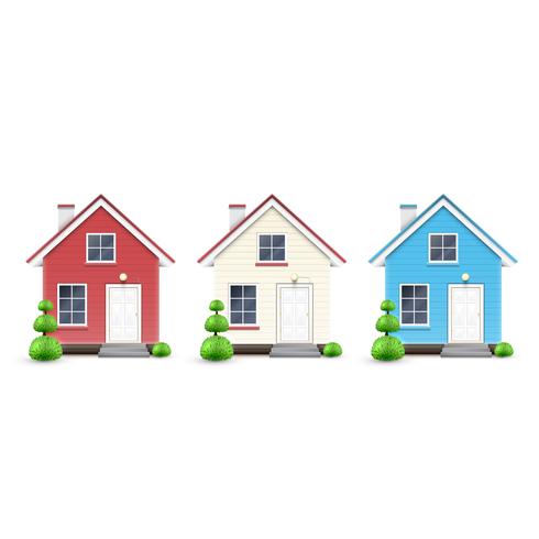 Trois types de maisons, vector