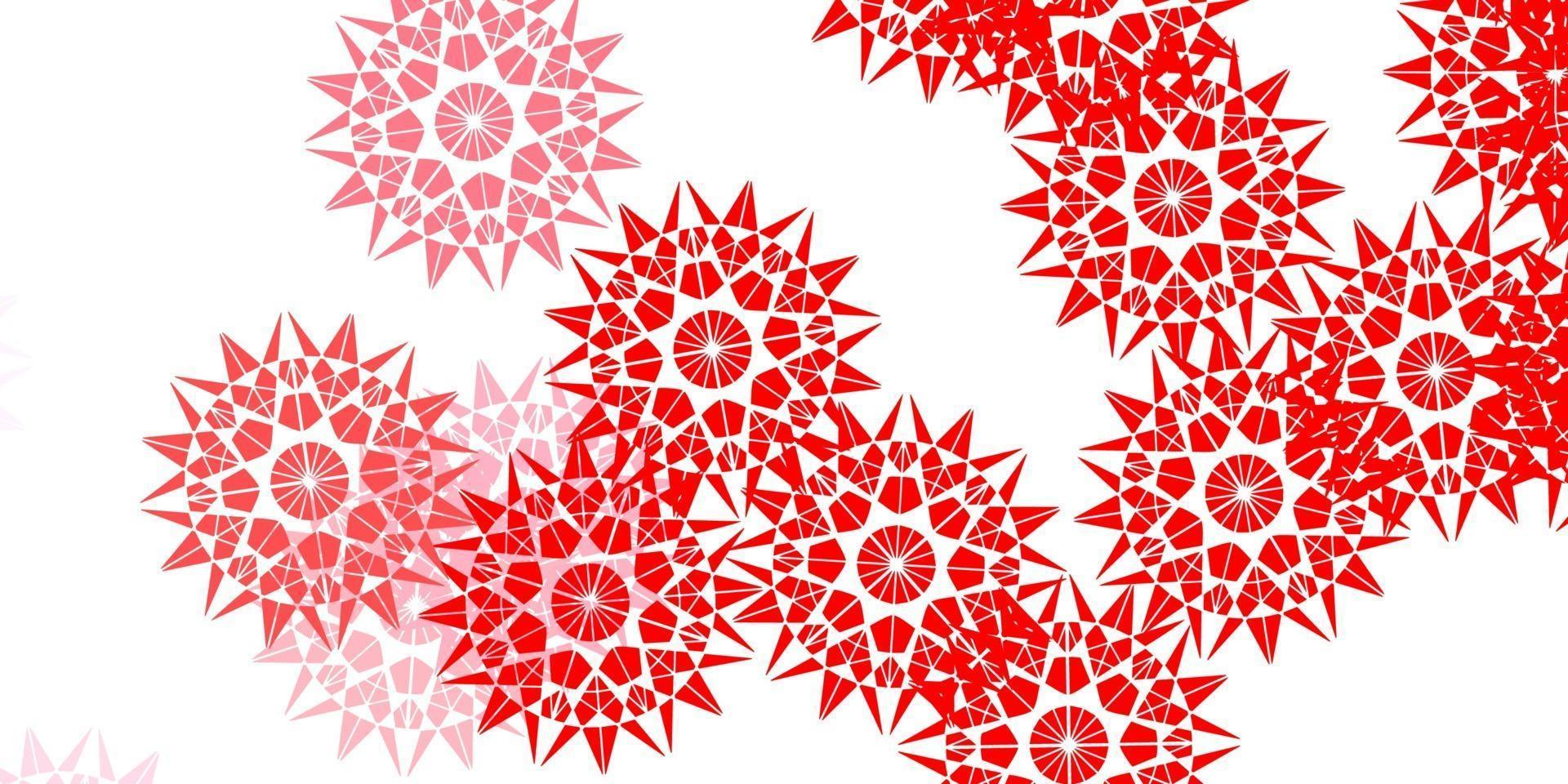 fond de doodle vecteur rouge clair avec des fleurs.