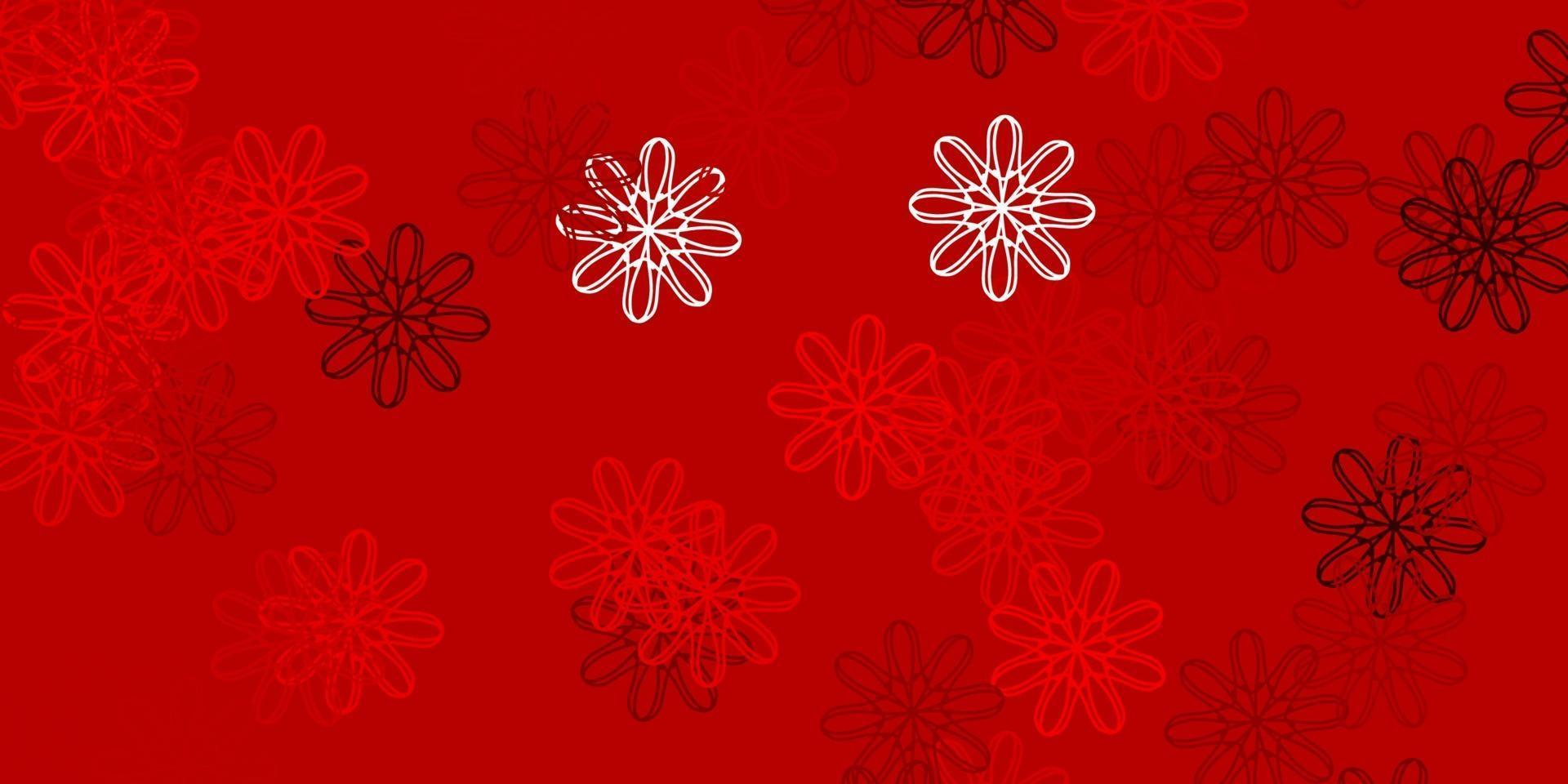 texture de doodle vecteur rouge clair avec des fleurs.