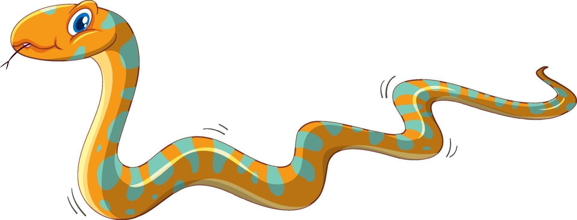 personnage de dessin animé de serpent jaune isolé sur fond blanc vecteur