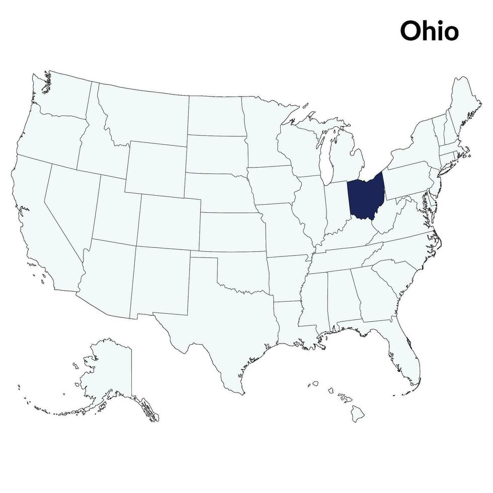 carte de Ohio. Ohio carte. Etats-Unis carte vecteur