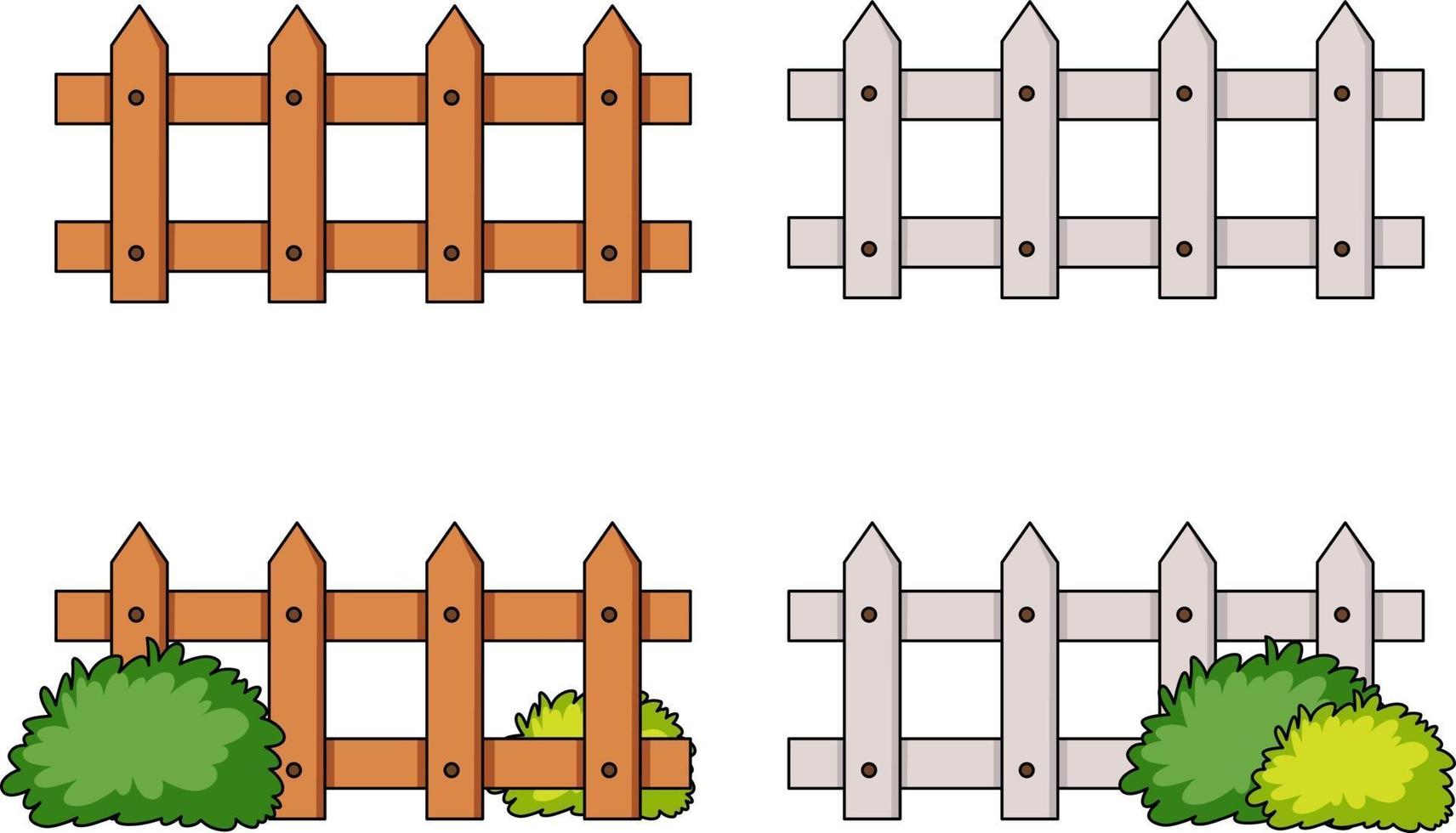 ensemble de différentes clôtures isolé sur fond blanc vecteur