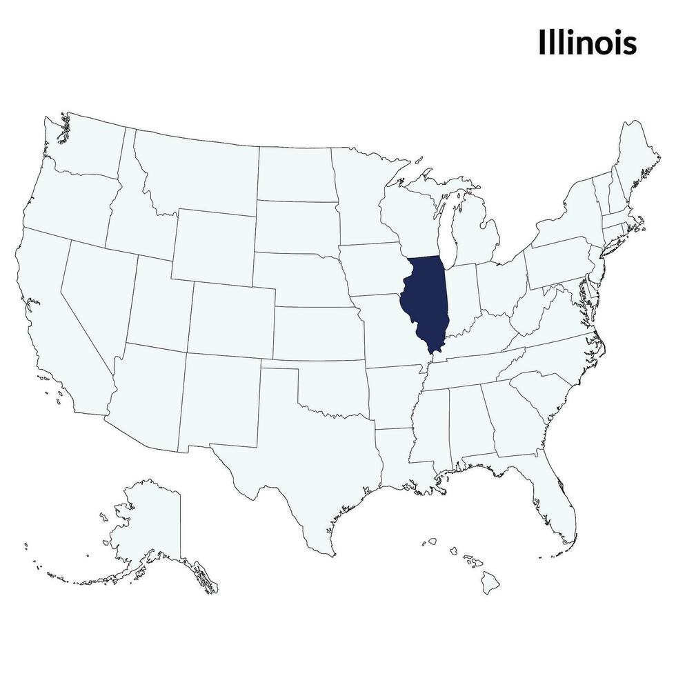 carte de Illinois. Illinois carte. Etats-Unis carte vecteur